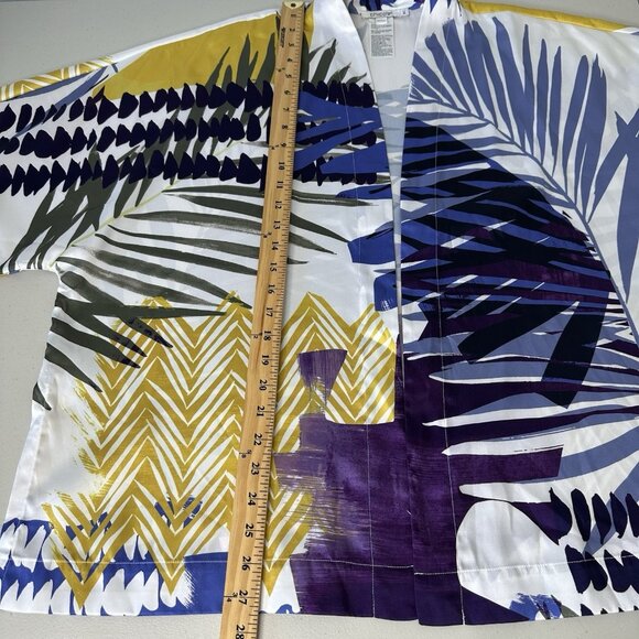 Chicos Costa Collace Short Kimono L XL Blue Floral Geometric Ruana - Picture 10 of 10